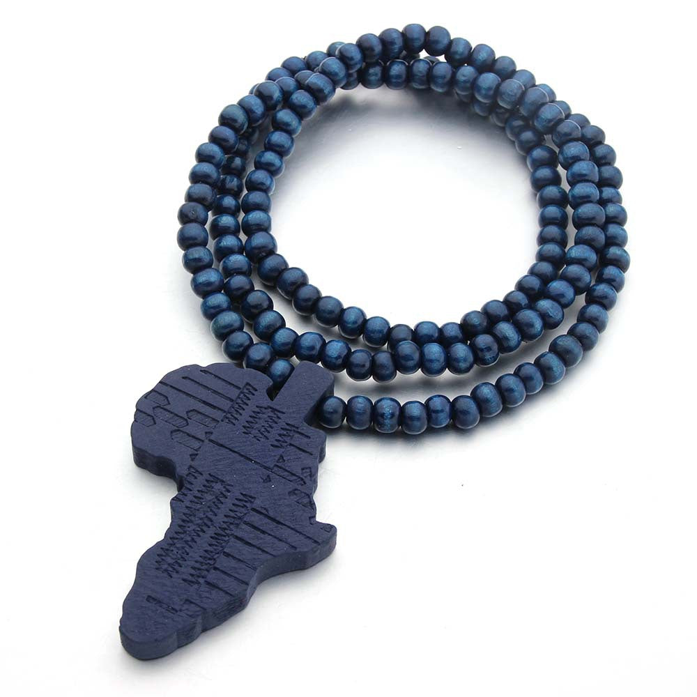 African Map Wooden Pendant Necklace (Unisex)