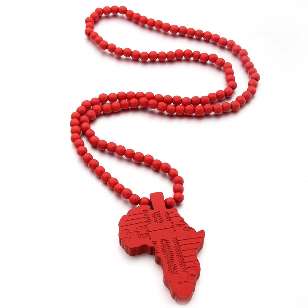 African Map Wooden Pendant Necklace (Unisex)