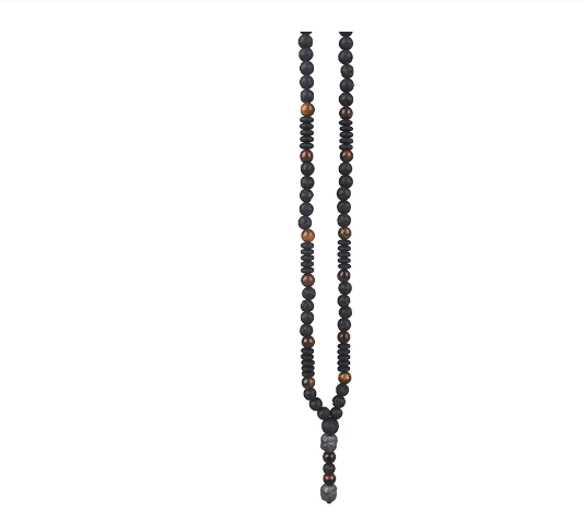New Vintage Tiger-Eye Stone Black Lava Beads Buddha Head Pendant Necklace for Men