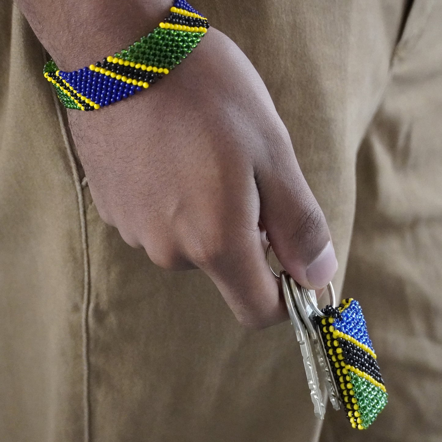 Africa Beaded Flag Keyrings, Keychain, Bag Tag, Handbag Keychain